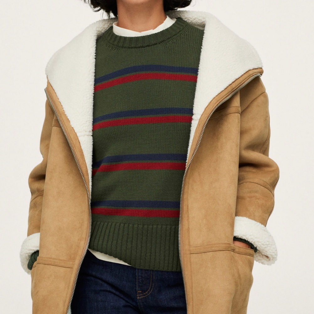 NWT Mango Faux shearling oversized coat. XS-S